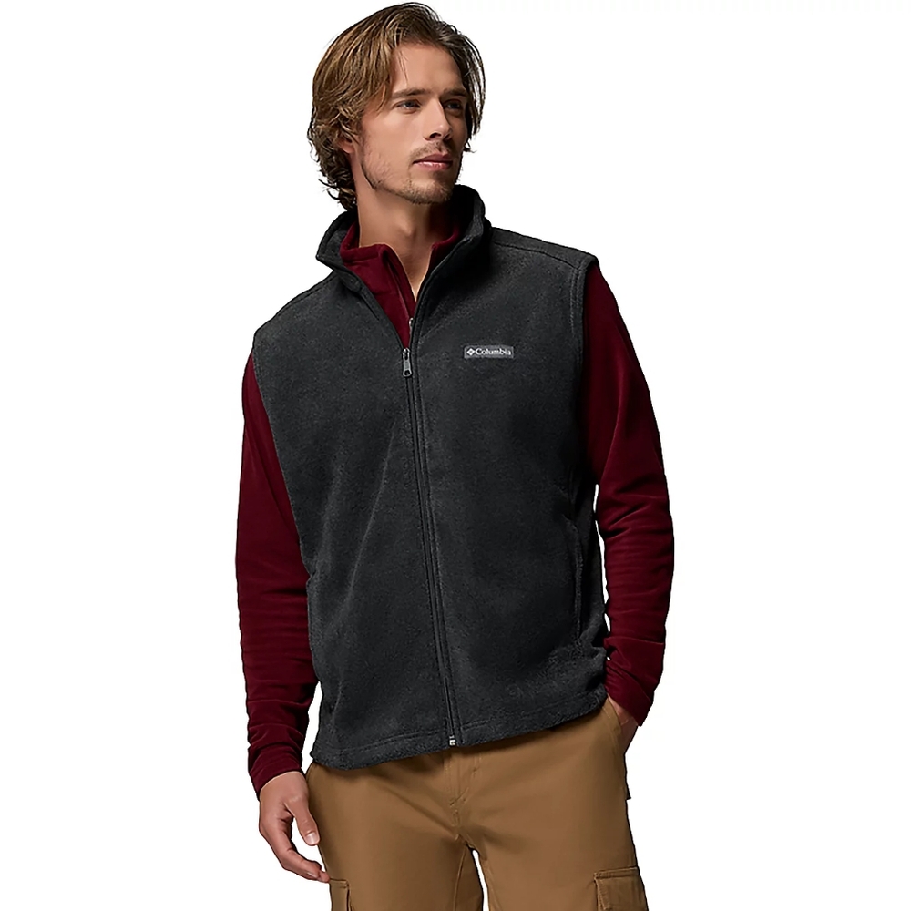Columbia Steens Mtn Fleece Vest - Charcoal Black Grey - Size Medium Mens
